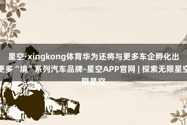 星空·xingkong体育华为还将与更多车企孵化出更多“境”系列汽车品牌-星空APP官网 | 探索无限星空