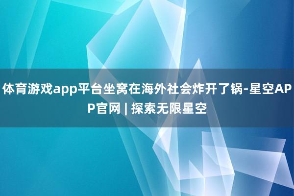 体育游戏app平台坐窝在海外社会炸开了锅-星空APP官网 | 探索无限星空