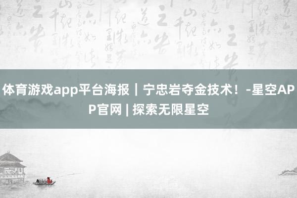 体育游戏app平台海报|宁忠岩夺金技术!-星空APP官网 | 探索无限星空